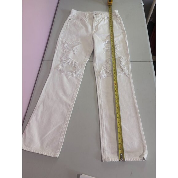 NWT Frame White Distressed Le Jane High Rise Straight Fit Jeans Size 27 - Picture 9 of 12